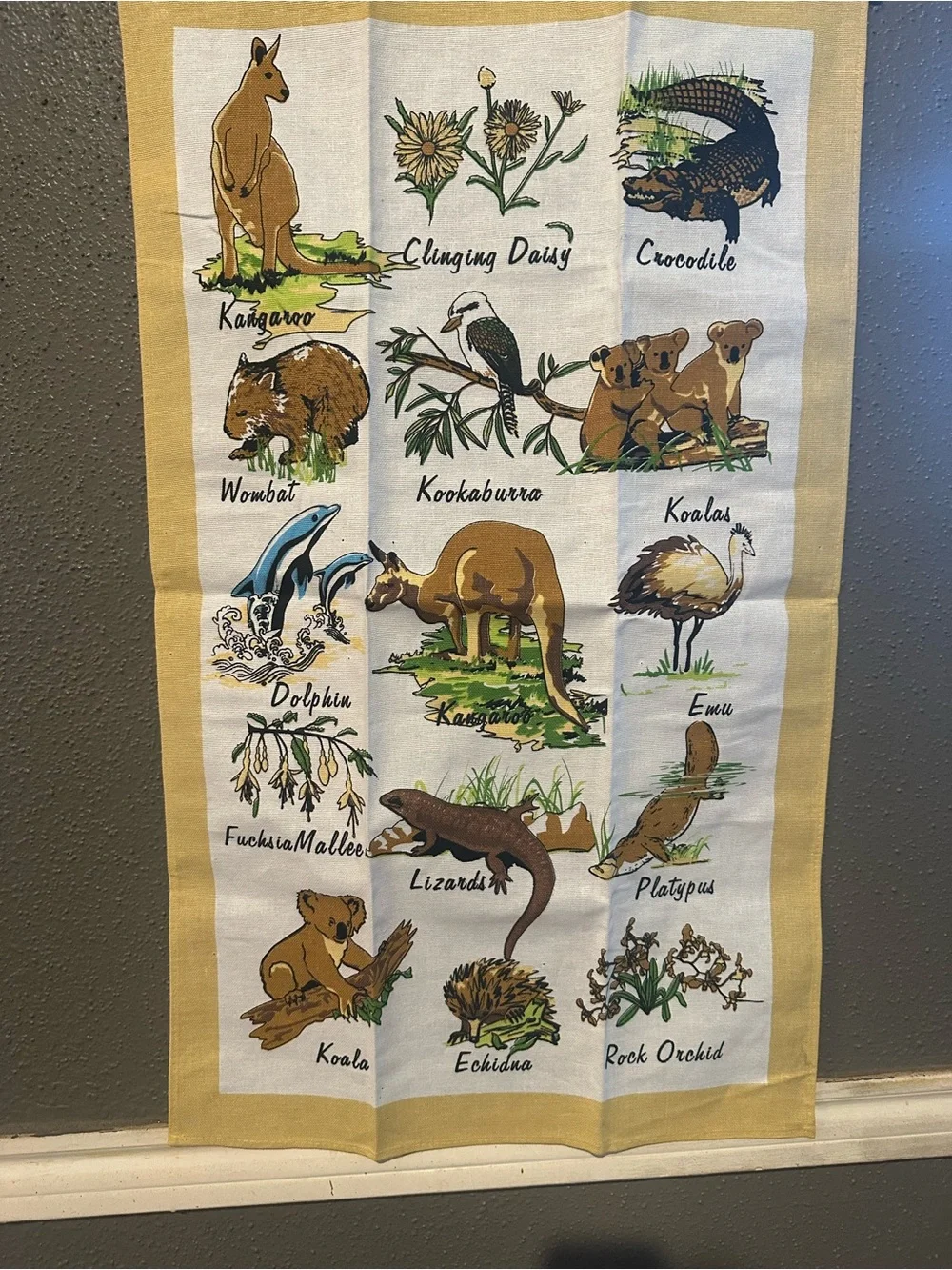 Aussie Iconic Wildlife Linen Tea Towel